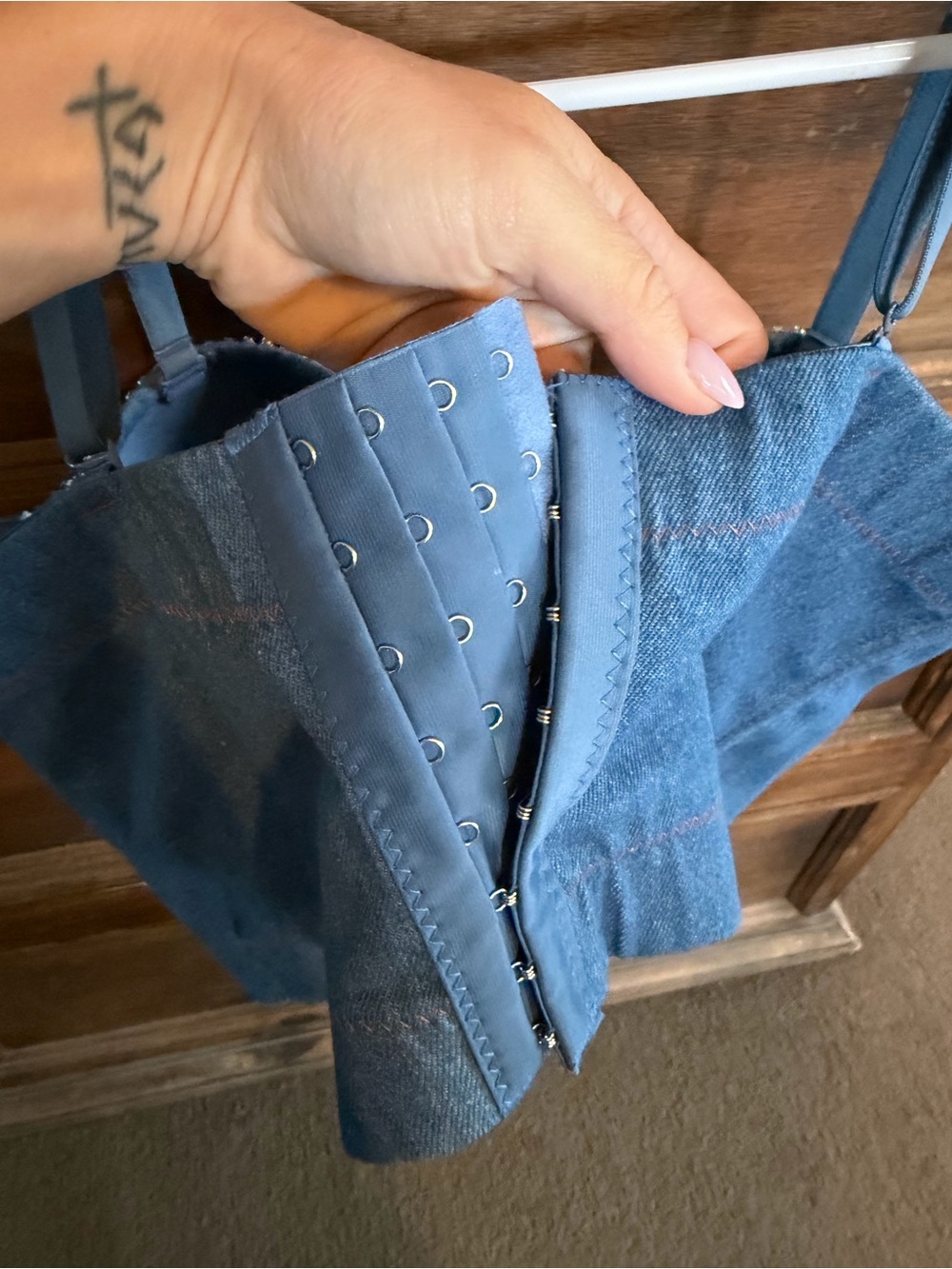 Denim Corset Top with Rhinestones - Picture 3 of 3